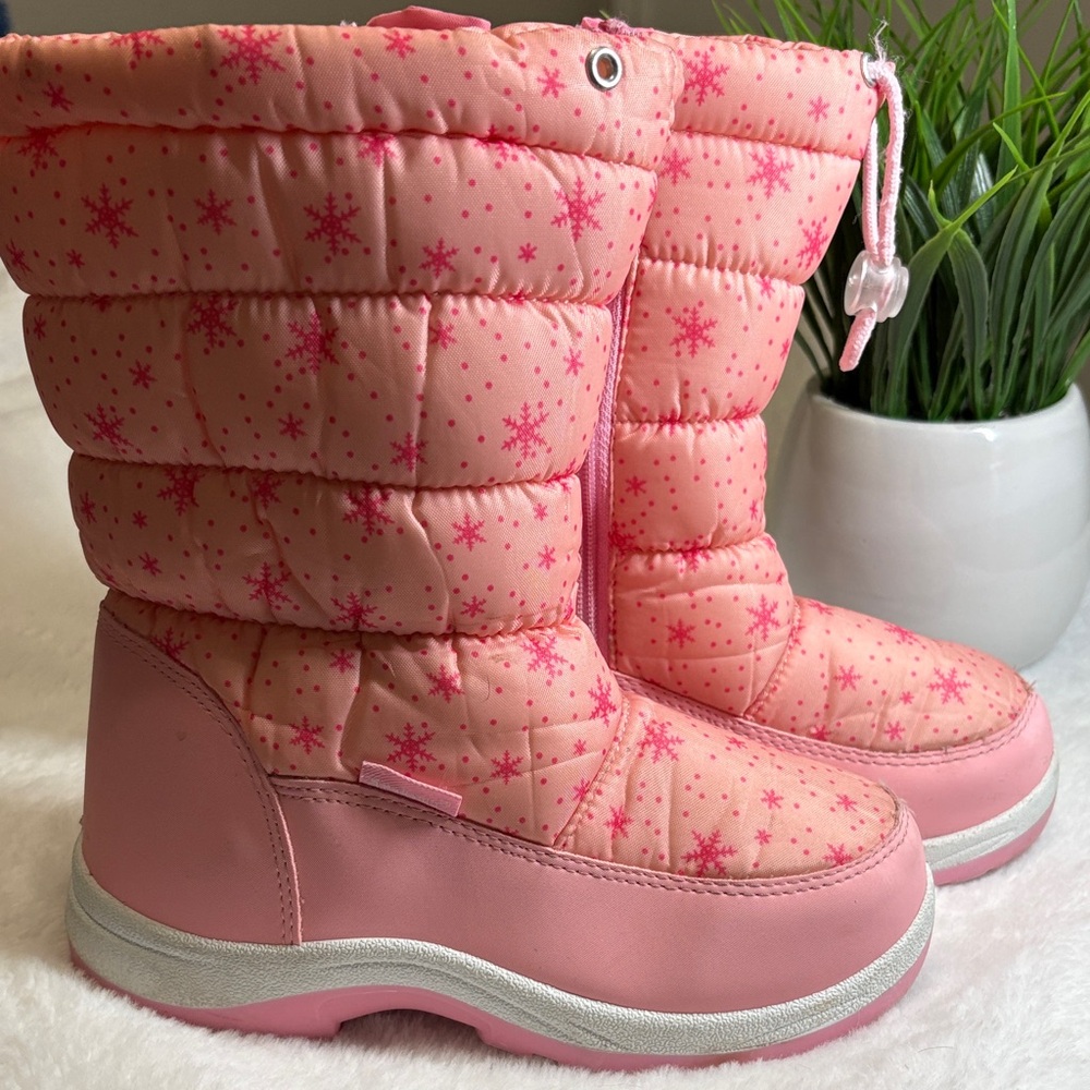 Pink Snowflake Winter Boots